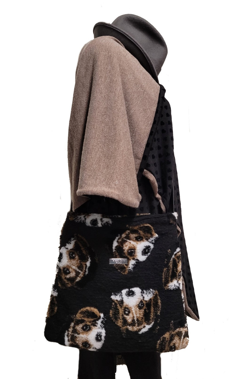 Borsa a tracolla nera con beagles - Pezzi unici IN SALDO!!